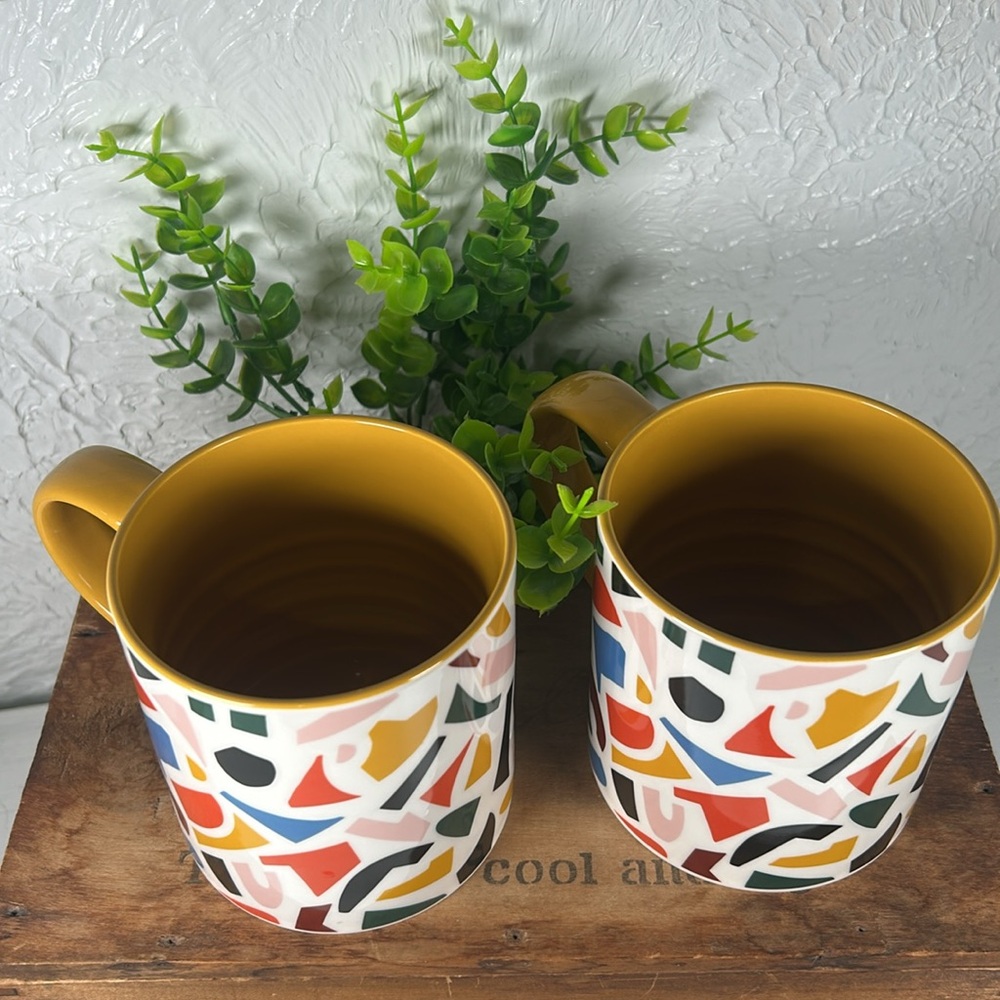 Room Essentials Multicolor Mugs with Gold Handles Mosaic Design 16 oz Mugs NWT - Picture 12 of 12